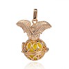 Golden Plated Brass Hollow Round Cage Pendants KK-J252-10G-2