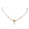 Natural Pearl Heart Pendant Necklace NJEW-MZ00024-01-4