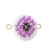 Halloween Glass Peal & Glass Seed Beaded Round Eye Links Connector Charms PALLOY-MZ00948-06-1