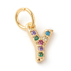 Brass Micro Pave Colorful Cubic Zirconia Charms ZIRC-F092-01-Y-1