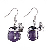 Natural Amethyst Frog Dangle Earrings EJEW-A092-13P-11-2