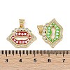 Rack Plating Brass Micro Pave Clear Cubic Zirconia Pendants KK-U032-23G-3