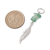 Natural Gemstone Chips & Alloy Feather Pendants PALLOY-JF02771-2