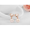 Real Rose Gold Plated Fashion Alloy Austrian Crystals Dangle Earrings EJEW-AA00057-01-4