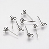 Non-Tarnish 202 Stainless Steel Ball Stud Earring Findings STAS-F141-06P-4mm-1