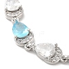 Glass Teardrop with Cubic Zirconia Link Chain Bracelet BJEW-M296-04P-2