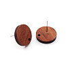 Coconut Brown Wood Stud Earring Findings EJEW-CJC0001-13-1