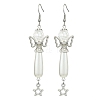 304 Stainless Steel Angel with Star Dangle Earrings EJEW-MZ00225-1