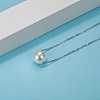 Elegant Stainless Steel 10mm Round Shell Pearl Bead Pendant Necklaces for Daily Wear DW4894-1-3