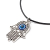 Alloy Hamsa Hand with Enamel Evil Eye Pendant Necklace for Women NJEW-JN03956-01-1