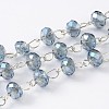 Handmade Electroplate Glass Faceted Rondelle Beads Chains for Necklaces Bracelets Making AJEW-JB00144-03-1