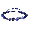 Natural Lapis Lazuli Round Beads & Chips Braided Bead Bracelets for Women Men MK7724-3-1