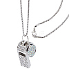 Alloy Crystal Rhinestone Whistle Pendant Necklaces NJEW-WH20001-24P-01-1