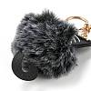 Cute Cat PU Leather & Imitate Rex Rabbit Fur Ball Keychain KEYC-C005-01F-3
