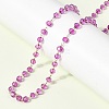 304 Stainless Steel with Glass Faceted Rondelle Bead Handmade Link Chain Birth Stone Necklaces for Women NJEW-G195-01G-08-3