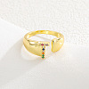 Brass Micro Pave Colorful Cubic Zirconia Cuff Open Rings FS-WG163C1-20-1