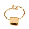 Square 304 Stainless Steel Open Cuff Bangle Makings with Bezel Tray SA-CBABF3F-04G-02-1