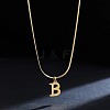316 Surgical Stainless Steel Initial Pendant Flat Snake Chain Necklaces for Women WGC1053-02-1