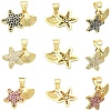 3Pcs 3 Colors Brass Micro Pave Cubic Zirconia Charms KK-YW0004-48-1