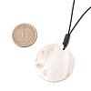 Natural Freshwater Shell Flat Round Pendant Necklaces NJEW-JN05154-3