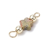 7Pcs 7 Styles Natural Picture Jaspe & Blue Spot Jasper & Dalmatian Jasper & Unakite & Green Strawberry Quartz & Red Jasper & Opalite Flower Connector Charms PALLOY-JF03787-5