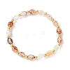 Rice Natural Ferruginous Quartz & Round Brass Beads Stretch Bracelets for Women BJEW-JB13817-3