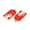 Light Gold Plated Alloy Enamel Pendants ENAM-L040-005KCG-03-2