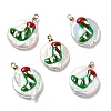Baroque Style Natural Keshi Pearl Pendants with Enamel PEAR-G013-02D-1