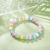 Dyed Natural Selenite Round Beaded Stretch Bracelet BJEW-JB09411-02-2