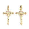 Religion Brass Micro Pave Cubic Zirconia Pendants KK-T073-47G-1