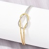 Duo Tone Brass Round Snake Chain Knot 2-Strand Bracelets for Women KK-CBA68DA-17C-GP-2