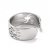 Non-Tarnish 304 Stainless Steel Hollow Out Spider Open Cuff Ring for Women RJEW-C053-03P-3