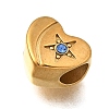 Heart with Star 304 Stainless Steel European Beads STAS-Z160-14G-2