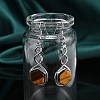 Hexagon Natural Tiger Eye Dangle Earrings EJEW-K298-01P-12-3