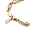Ion Plating(IP) 304 Stainless Steel Oval Link Chain Bracelet for Women BJEW-G667-03G-3