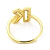 Mixed Color Enamel Initial Letter Adjustable Ring with Clear Cubic Zirconia RJEW-P045-01G-K-3