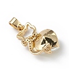 Real 18K Gold Plated Rack Plating Brass Micro Pave Clear Cubic Zirconia Pendants KK-C015-04G-08-3