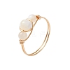 Round Natural Sea Shell Finger Rings RJEW-JR00847-01-2