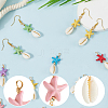 40Pcs Starfish Dyed Synthetic Turquoise & Natural Cowrie Shell Pendants PALLOY-SC0004-41-6