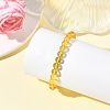 6MM Natural Amber Beaded Stretch Bracelets for Women BJEW-JB14240-01-2