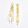 Brass Tassel Big Pendants KK-T038-42G-1