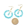 Glass Braided Ring Dangle Earrings EJEW-JE04983-3