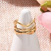 304 Stainless Steel Multilayer Open Cuff Rings for Women RJEW-Z077-01G-01-2