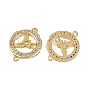 Brass Micro Pave Clear Cubic Zirconia Ring with Angel Connector Charms KK-I358-047G-2
