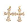 Cross Brass Micro Pave Clear Cubic Zirconia Pendants KK-G435-36G-2