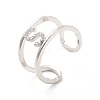 Clear Cubic Zirconia Initial Letter Open Cuff Ring RJEW-A012-01P-S-2
