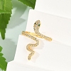 Snake Brass Micro Pave Clear Cubic Zirconia Open Cuff Rings for Women RJEW-G343-28G-3