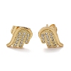 Brass Micro Pave Clear Cubic Zirconia Stud Earrings EJEW-D305-16G-3