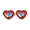 Flower Printed Opaque Acrylic Heart Beads SACR-S305-28-I02-2