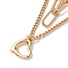 PVD Vacuum Plating 304 Stainless Steel Double Chains Multi Layered Necklace with Heart Charm for Women STAS-E155-22G-3